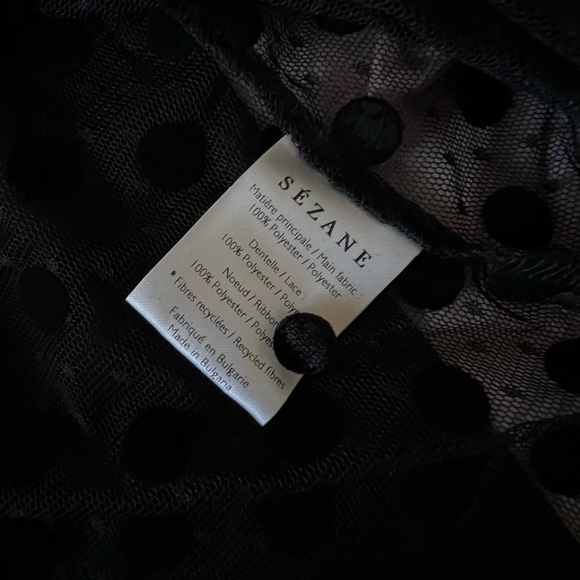 NWT Sézane Siam blouse sheer top polka dots black bow sz 36 US 4 - Picture 4 of 7